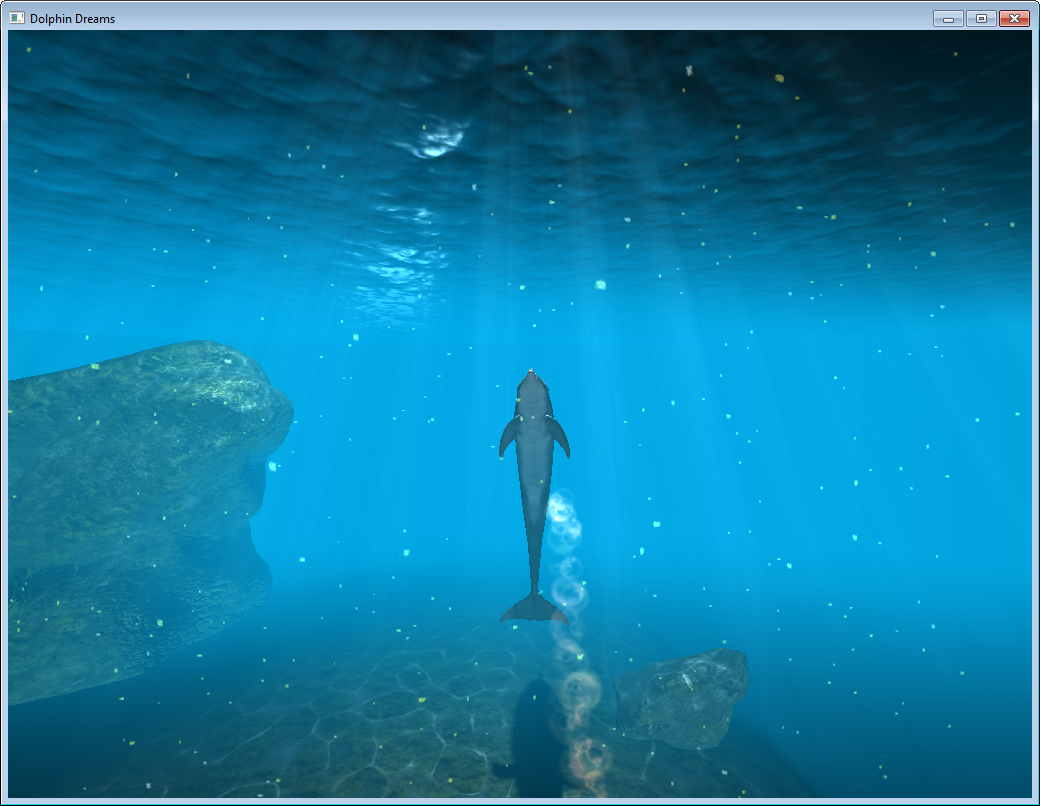 The virtual dolphin in the middle of a looping.
