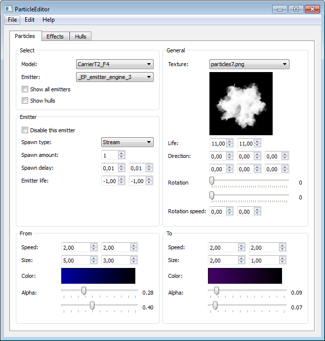 The Particle Editor in its full glory.